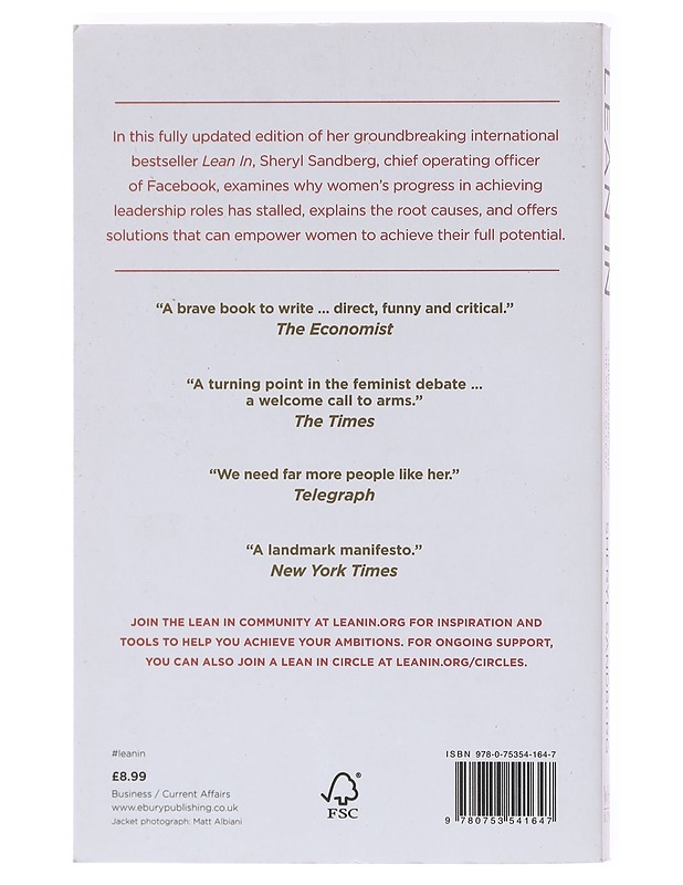 Lean in : women, work, and the will to lead - Sandberg, Sheryl - Romaanit ja novellit - 10105581160 - 1