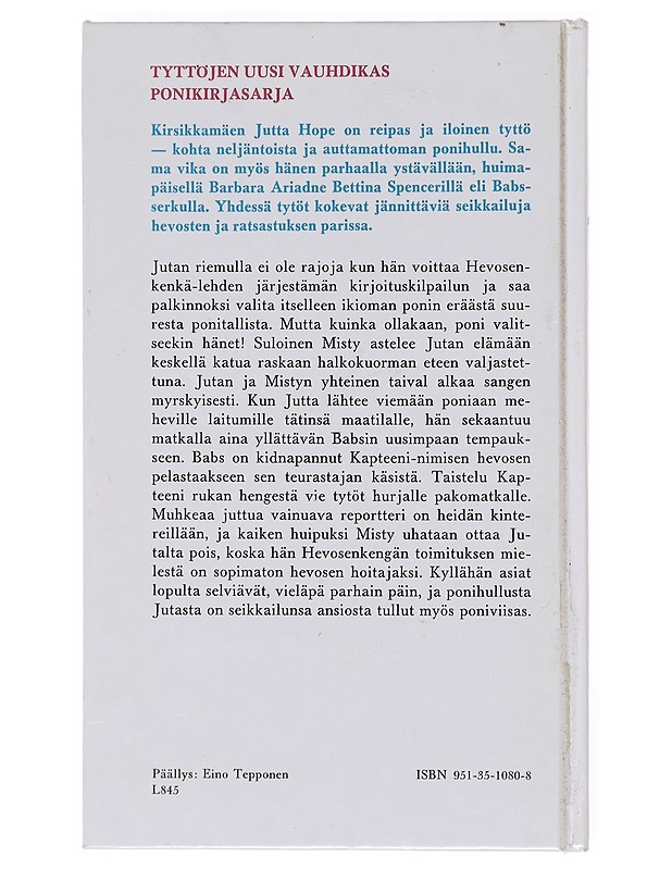 Jutta on ponihullu : tyttöromaani - Berrisford, Judith M. - Romaanit ja novellit - 10105581375 - 1