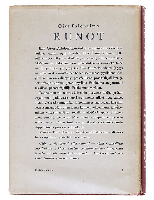 Runot - Oiva Paloheimo - Runot ja näytelmät - 10105582072 - 1