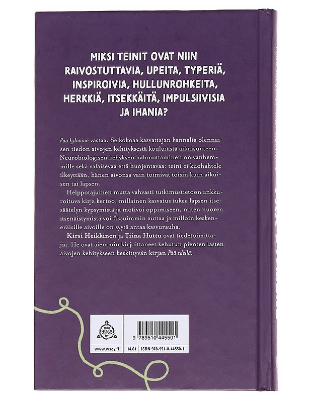 Pää kylmänä : näin tuet teinin aivojen itsenäistymistä - Huttu, Tiina - Nuorten kirjat - 10105582112 - 1