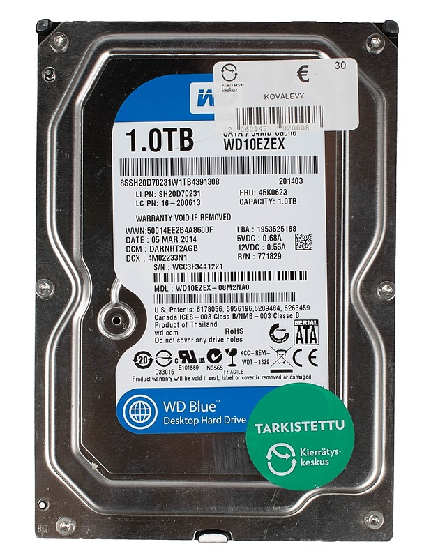 WD BLUE HDD kiintolevy 3.5 " 1 Tb SATA-väylään - Tietokoneet - 10105582121 - 0