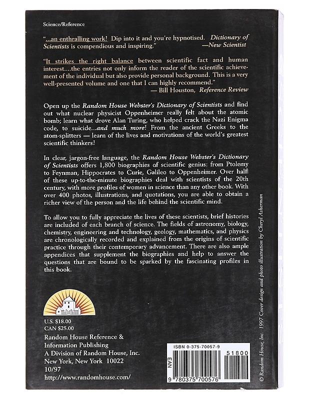 Rando House Webster's Dictionary of Scientists - Sara Jenkins-Jones - Harrastekirjat - 10105582120 - 1