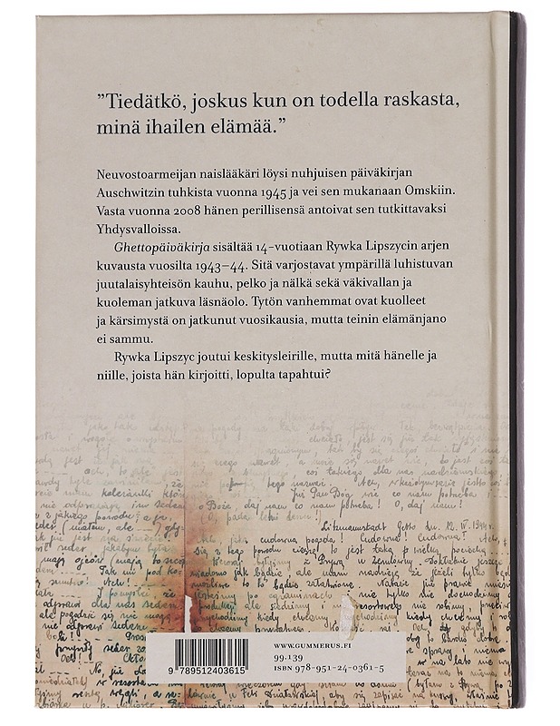 Ghettopäiväkirja / nuoren tytön elämä ?ód?in ghetossa - Lipszyc, Rywka - Elämäkerrat ja muistelmat - 10105582718 - 1