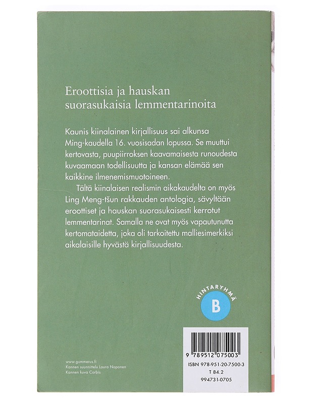 Kiinalaisia lemmentarinoita - Ling, Meng-tsu - Romaanit ja novellit - 10105582737 - 1