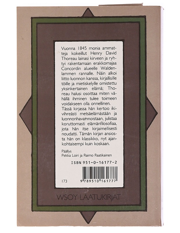 Elämää metsässä - Thoreau, Henry David - Elämäkerrat ja muistelmat - 10105582828 - 1