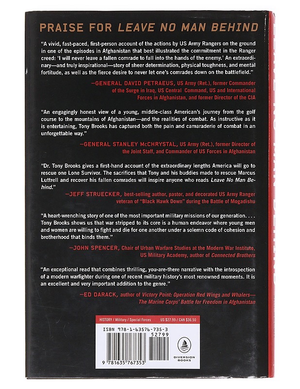 Leave no man behind : the untold story of the Rangers' unrelenting search for Marcus Luttrell, the Navy SEAL lone survivor in Afghanistan - Brooks, Tony - Romaanit ja novellit - 10105582918 - 1
