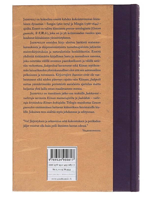 Jadepeili : valittuja kirjoituksia keisarillisen Kiinan kulta-ajoilta - Wu, Chucai - Romaanit ja novellit - 10105583159 - 1