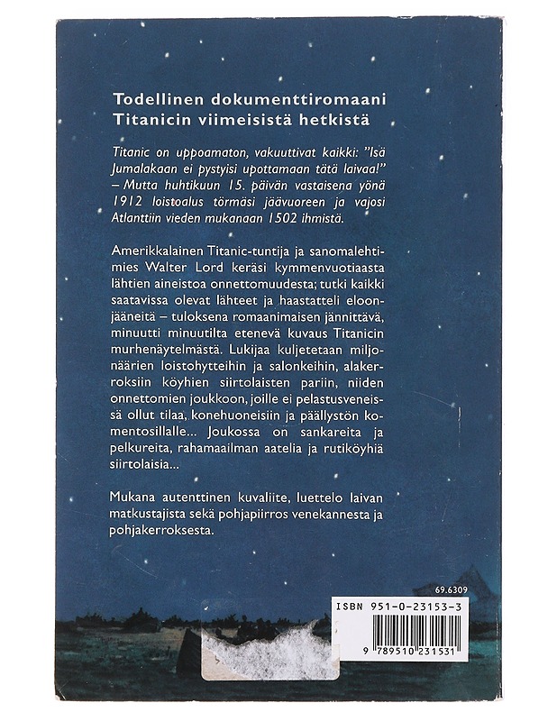 Titanicin kohtalonyö - Lord, Walter - Historiakirjat - 10105583403 - 1