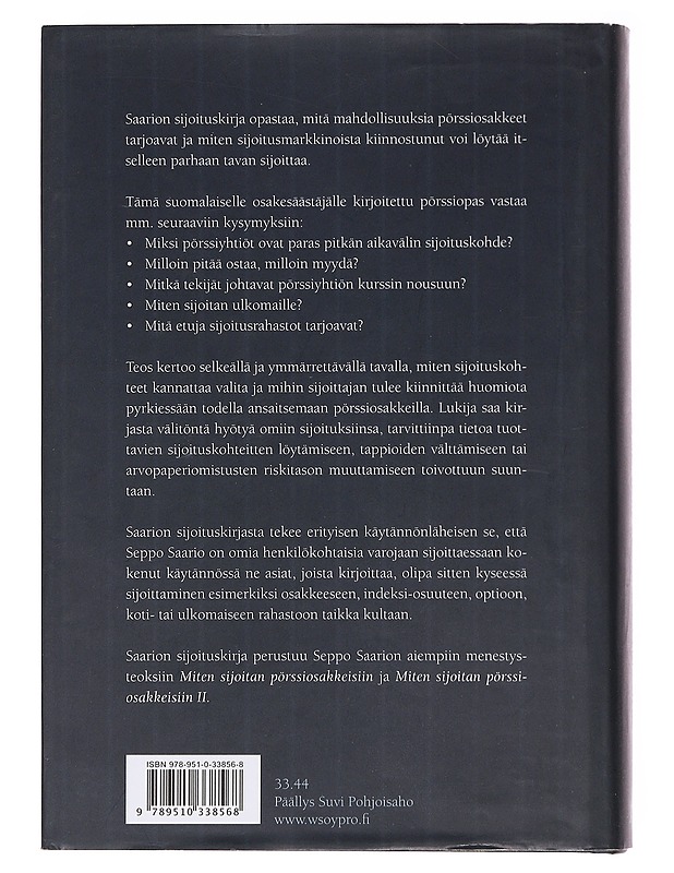 Saarion sijoituskirja : miten sijoitan pörssiosakkeisiin - Seppo Saario - Tietokirjat ja oppaat - 10105583551 - 1