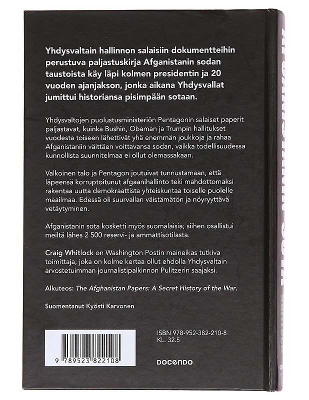 Afganistanin sota / Pentagonin salaiset paperit - Whitlock, Craig - Historiakirjat - 10105584000 - 1