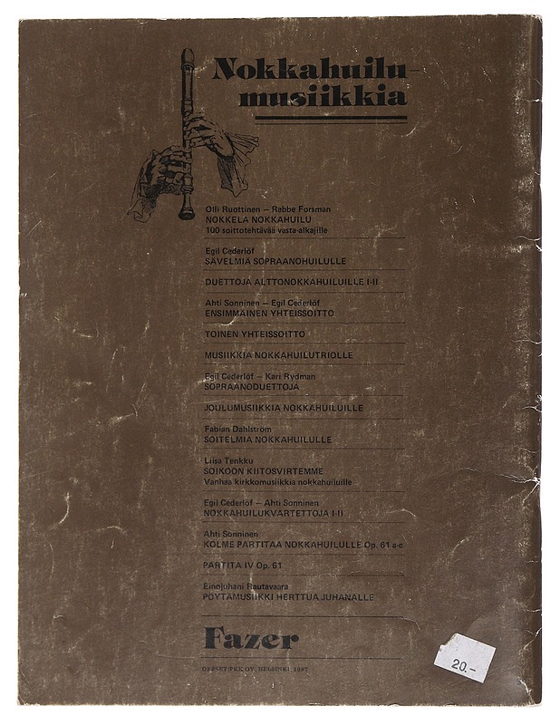 Flauto dolce: alttonokkahuilun soolosoiton oppikurssi - Fabian Dahlström&Egil Cederlöf - Musiikki- ja elokuvakirjat - 10105584789 - 1