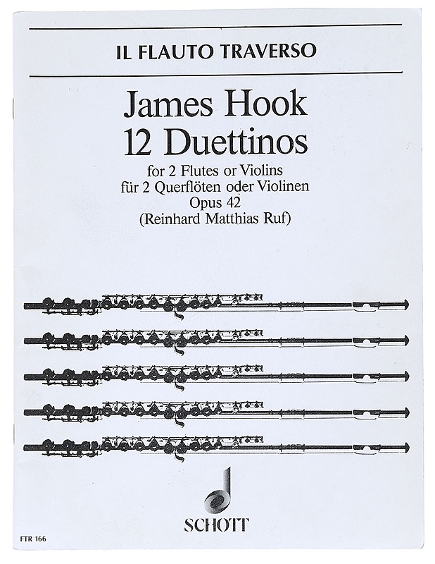 Il Flauto Traverso, James Hook 12 Duettinos for 2 Flutes or Violins,  Opus 42 - Hook, James - Tietokirjat ja oppaat - 10105584956 - 0