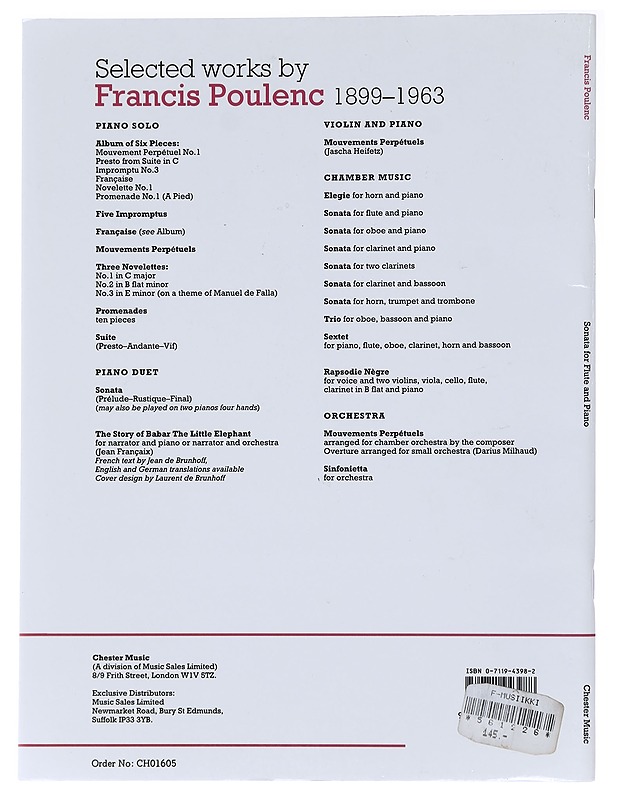 Francis Poulenc, Sonata for Flute and Piano - Carl B. Schmidt - Tietokirjat ja oppaat - 10105585000 - 1