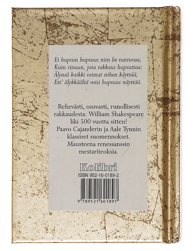 Shakespeare lemmestä - Shakespeare, William - Runot ja näytelmät - 10105585003 - 1