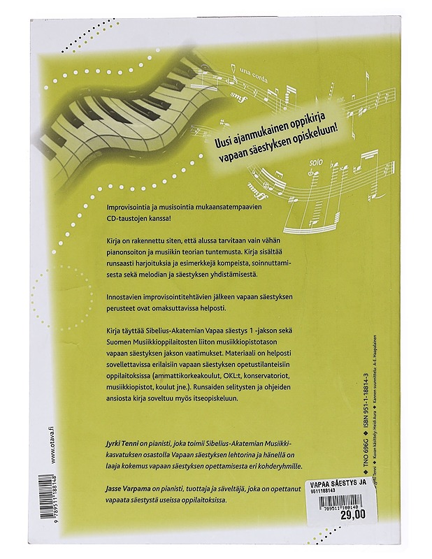 Vapaa säestys ja improvisointi - Tenni, Jyrki - Tietokirjat ja oppaat - 10105585012 - 1