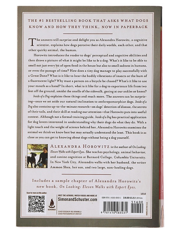 Inside of a dog : what dogs see, smell, and know - Alexandra Horowitz - Lemmikki- ja luontokirjat - 10105585151 - 1
