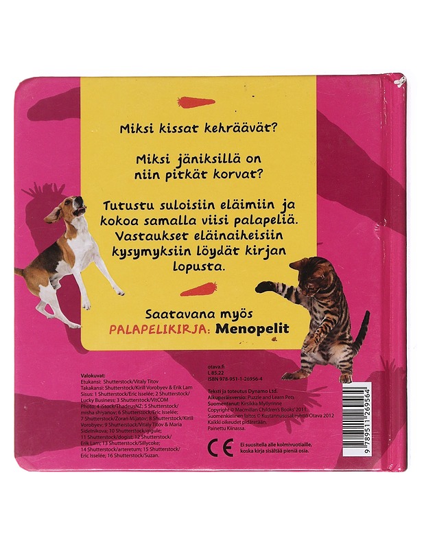 Eläimet : palapelikirja - Myllyrinne, Kirsikka - Lastenkirjat - 10105585162 - 1