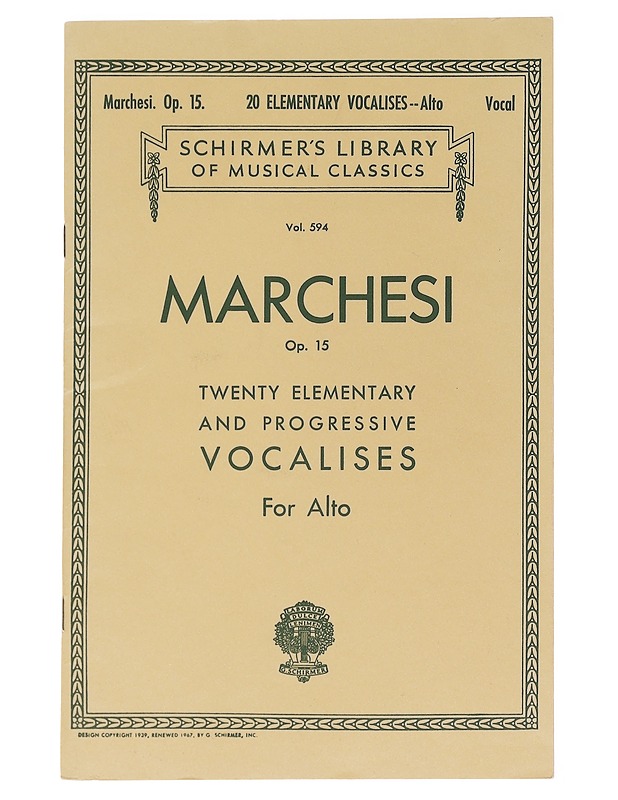 Twenty elementary and progressive vocalises - Marchesi, Salvatore - Musiikki- ja elokuvakirjat - 10105585196 - 0