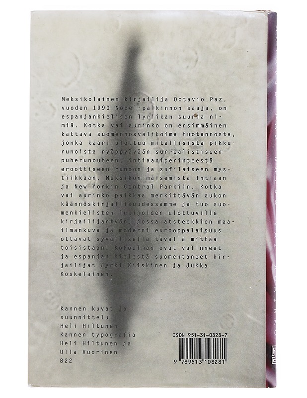 Kotka vai aurinko - Paz, Octavio - Romaanit ja novellit - 10105585410 - 1
