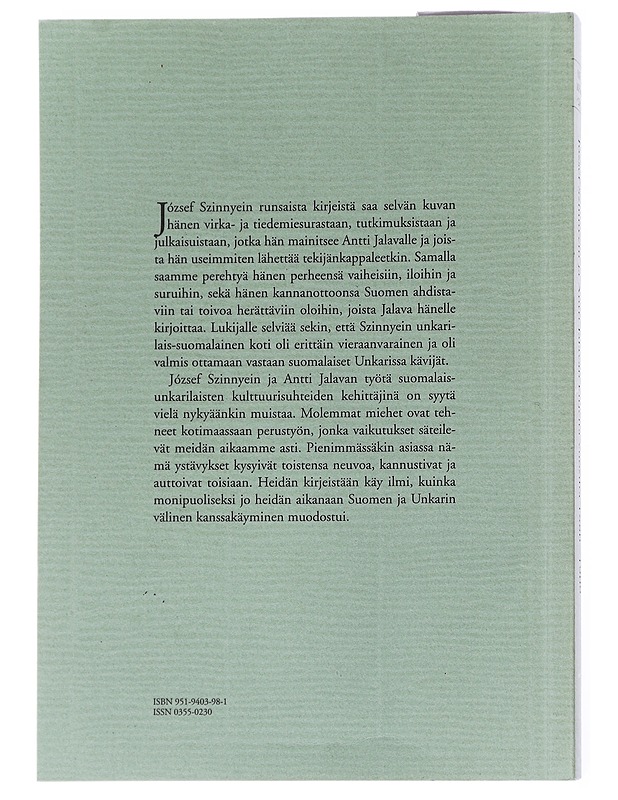 Jo?zsef Szinnyein ja Antti Jalavan kirjeitä vuosilta 1880-1909 - Szinnyei, József - Tietokirjat ja oppaat - 10105585823 - 1