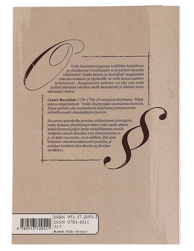 Rikoksesta ja rangaistuksesta - Beccaria, Cesare - Tietokirjat ja oppaat - 10105586058 - 1