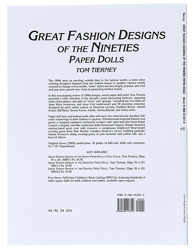 Great Fashion Designs of the Nineties : Paper Dolls - Tierney, Tom - Historiakirjat - 10105586235 - 1