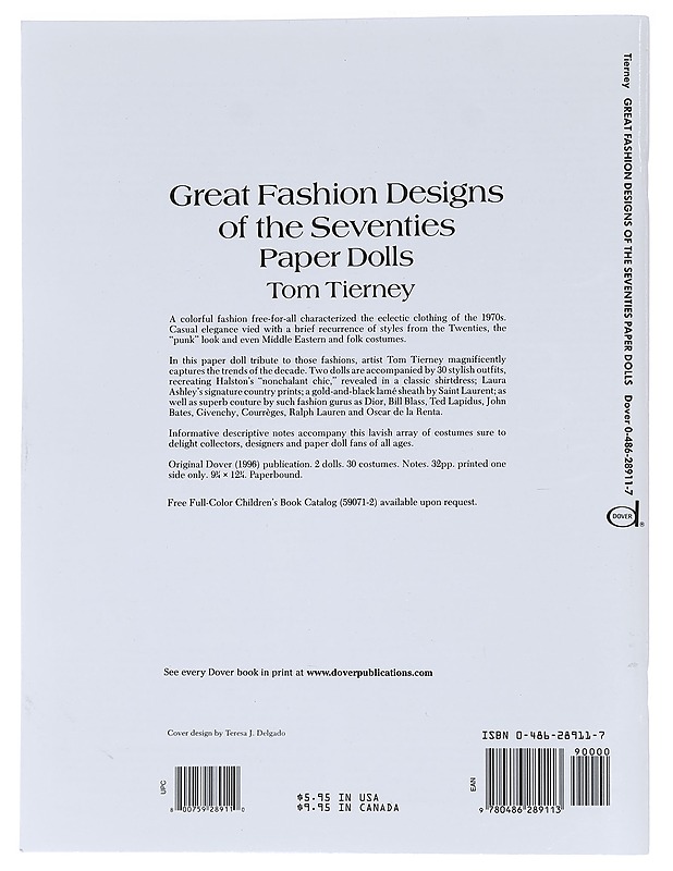 Great Fashion Designs of the Seventies : Paper Dolls - Tierney, Tom - Historiakirjat - 10105586243 - 1