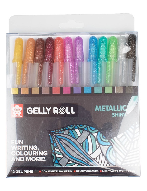 SAKURA Gelly Roll Metallic Shiny geelikynä, 12kpl - Askartelu - 10105586246 - 0