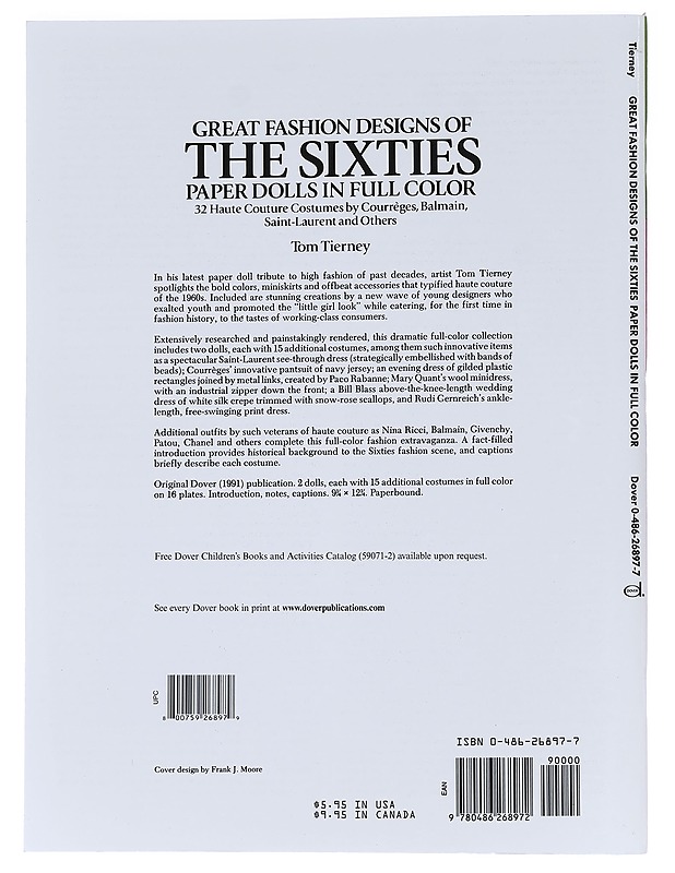 Great Fashion Designs of the Sixties : Paper Dolls in Full Color - Tierney, Tom - Historiakirjat - 10105586253 - 1