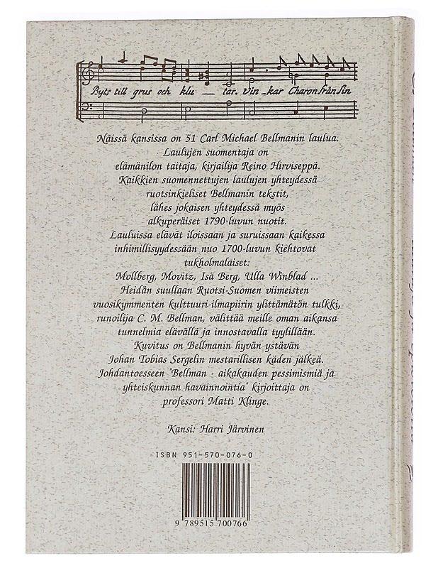 Bellman, lauluja ja epistoloita - Bellman, Carl Michael - Kirja lahjaksi - 10105586903 - 1