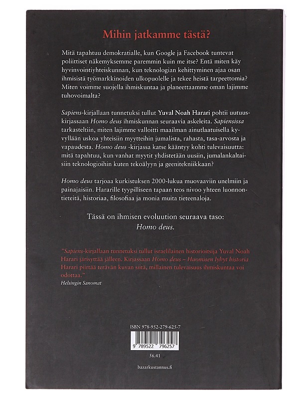 Homo Deus : huomisen lyhyt historia - Harari, Yuval Noah - Tietokirjat ja oppaat - 10105587216 - 1