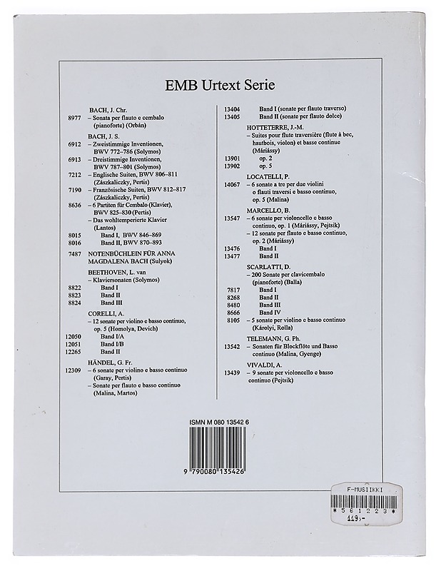 Sonaten für Blockflöte und Basso continuo, urtext - G. Ph. Telemann  - Musiikki- ja elokuvakirjat - 10105588000 - 1