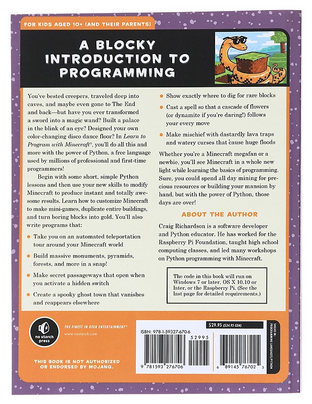 Learn to Program with Minecraft - Richardson , Craig - Tietokirjat ja oppaat - 10105588001 - 1