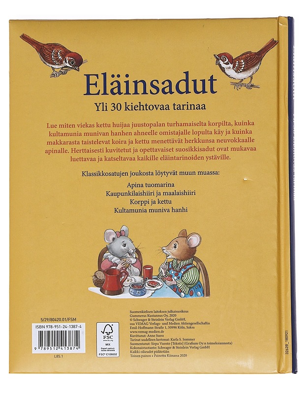 Eläinsadut : yli 30 kiehtovaa tarinaa - Sommer, Karla S. - Lastenkirjat - 10105588033 - 1