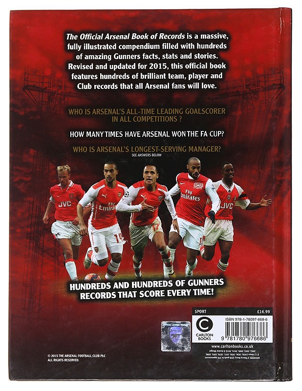 The Official Arsenal Book of Records - Iain Spragg - Tietokirjat - 10105588443 - 1