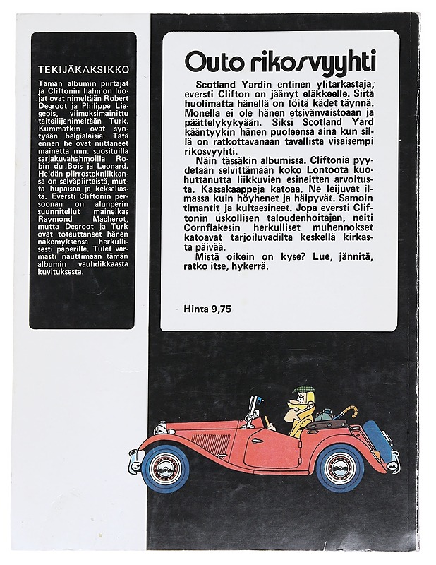 Clifton 1: Outo rikosvyyhti - Degroot & Turk - Sarjakuvat - 10105588856 - 1