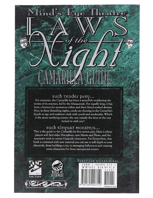 Laws of the Night: Camarilla Guide - Jason Carl - Romaanit ja novellit - 10105588906 - 1