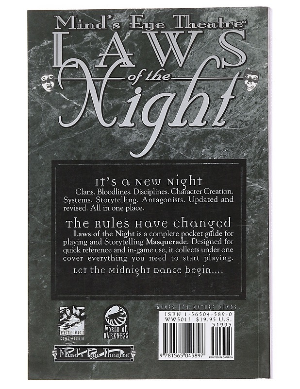 Laws of the Night: Revised Rules for Playing Vampires - Jason Carl - Romaanit ja novellit - 10105588915 - 1