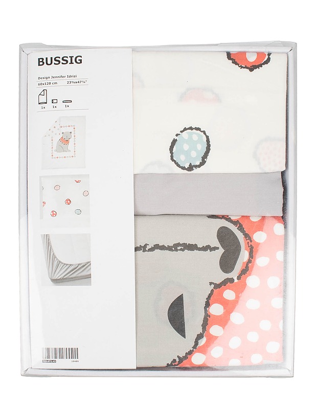 IKEA BUSSIG pussilakanasetti, 60x120cm + 35x55cm + 110x125 cm - Liinavaatteet - 10105589518 - 0