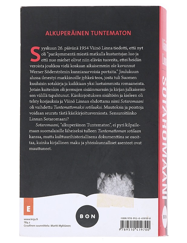 Sotaromaani / tuntemattoman sotilaan käsikirjoitus - Väinö Linna - Romaanit ja novellit - 10105589662 - 1