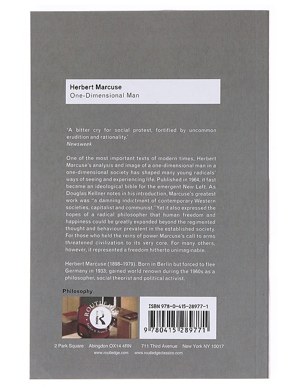 One-dimensional man : studies in the ideology of advanced industrial society - Marcuse, Herbert - Romaanit ja novellit - 10105590189 - 1