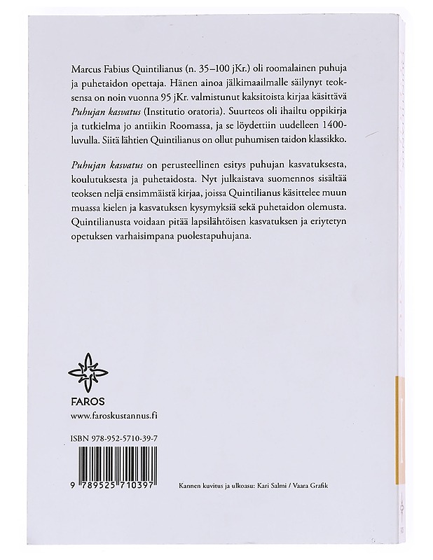 Puhujan kasvatus / I-IV kirja - Quintilianus - Tietokirjat ja oppaat - 10105590256 - 1
