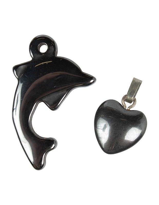 Hematiitti delfiini ja sydän amuletti, 2kpl - Askartelu - 10105590750 - 0