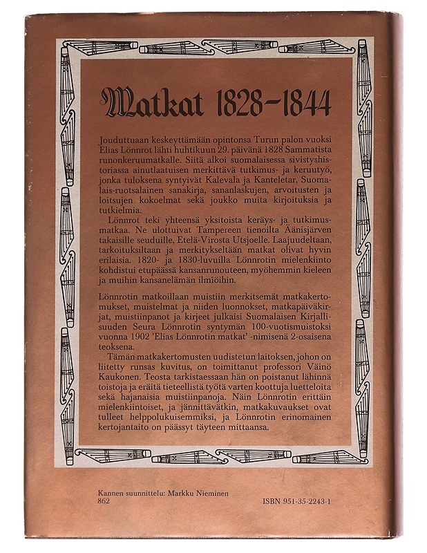 Matkat 1828-1844 - Lönnrot, Elias - Elämäkerrat ja muistelmat - 10105590821 - 1