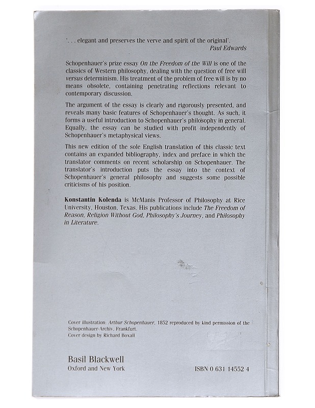 On the Freedom of the Will - Arthur Schopenhauer - Tietokirjat ja oppaat - 10105590905 - 1