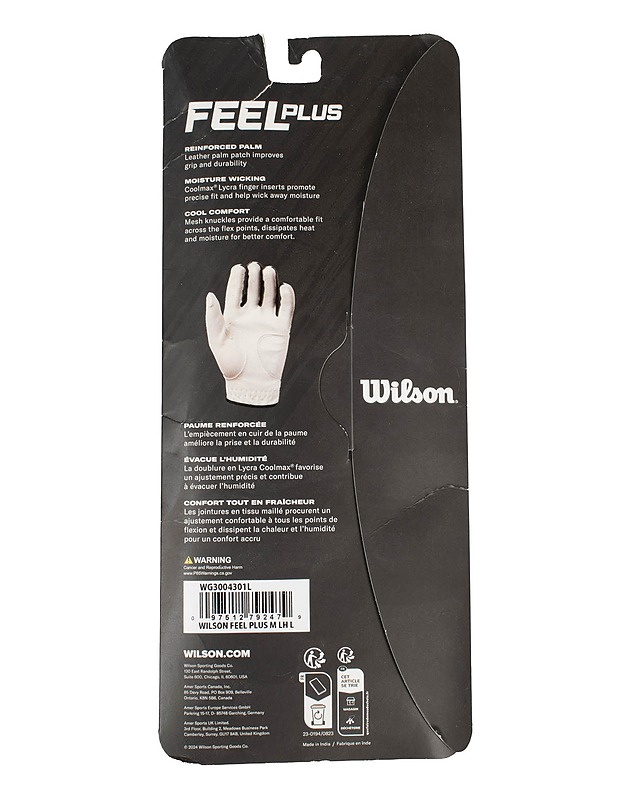 WILSON Feel plus golfhanska, L, vasen käsi - Golf - 10105591318 - 1