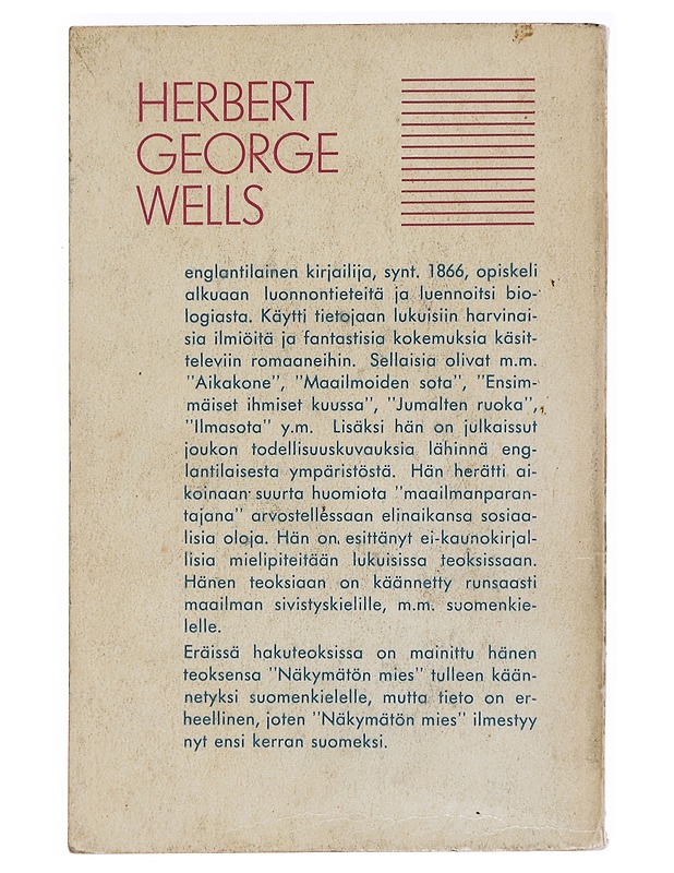 Näkymätön mies - Wells, H. G. - Jännitys ja dekkarit - 10105591781 - 1