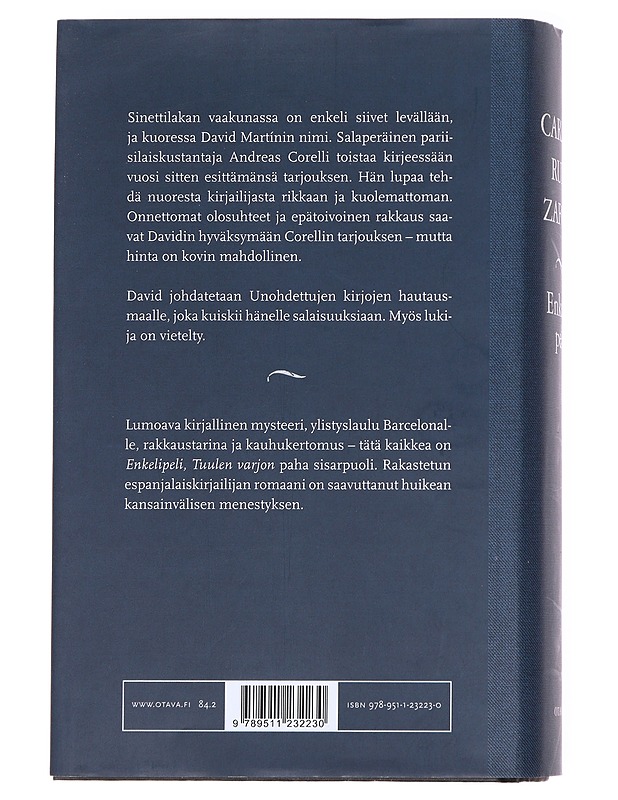 Enkelipeli - Carlos Ruiz Zafón - Kirja lahjaksi - 10105592017 - 1