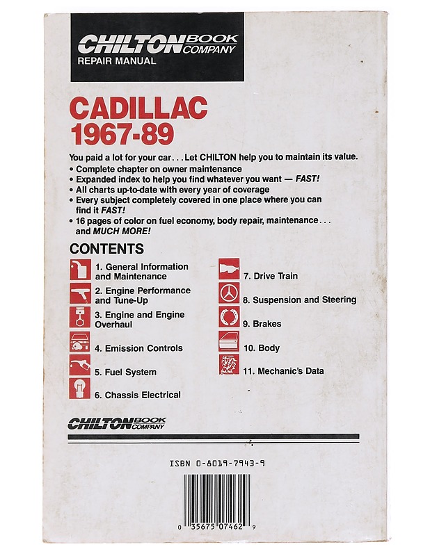  Chilton 7462 Cadillac 1967-1989 Service Repair Manual - Chilton Automotive Books - Tietokirjat ja oppaat - 10105592247 - 1
