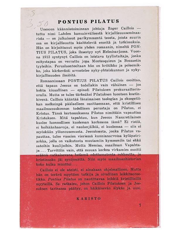 Pontius Pilatus - Roger Caillois - Romaanit ja novellit - 10105593301 - 1